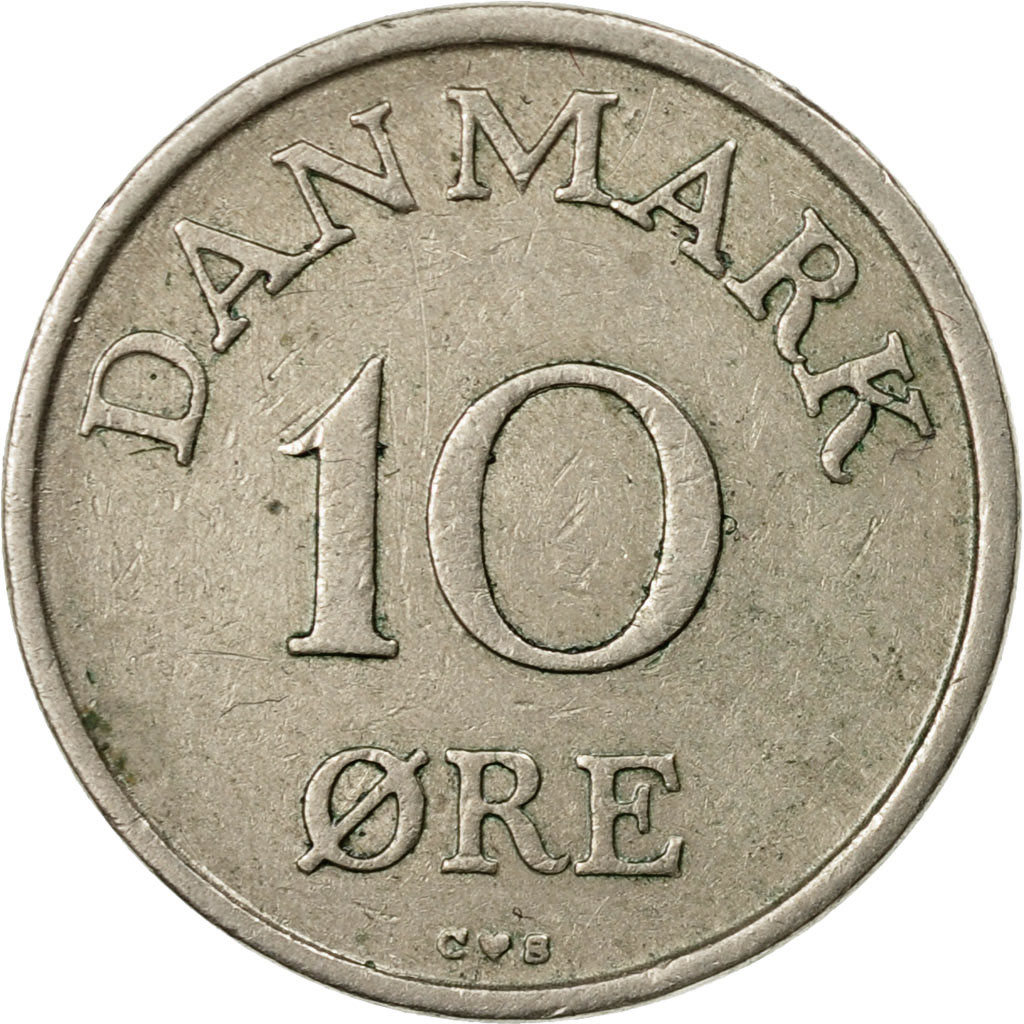 Moneda, Dinamarca, Frederik IX, 10 Öre, 1956, Copenhagen, MBC, Cobre - níquel