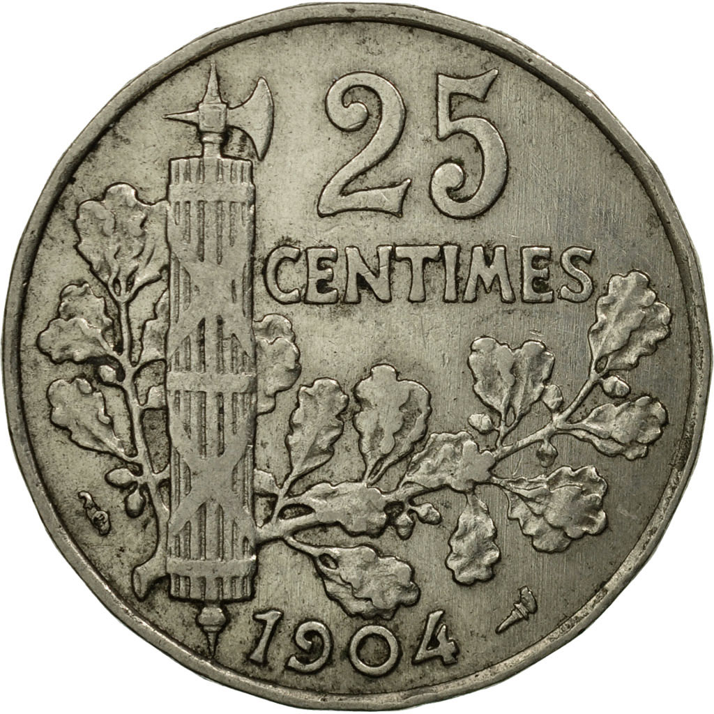 Coin, France, Patey, 25 Centimes, 1904, , Nickel, KM:856, Gadoury:364