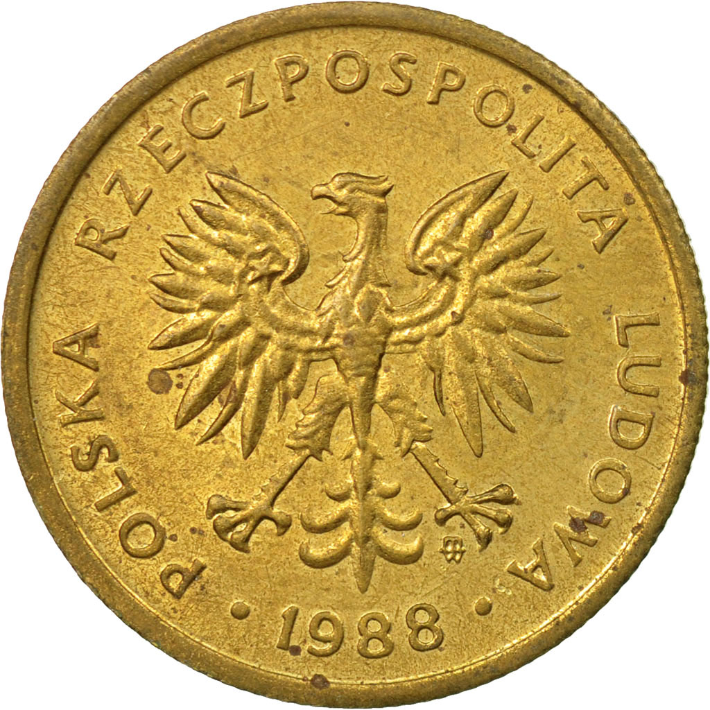 Münze, Polen, 2 Zlote, 1988, Warsaw, SS, Messing, KM:80.2