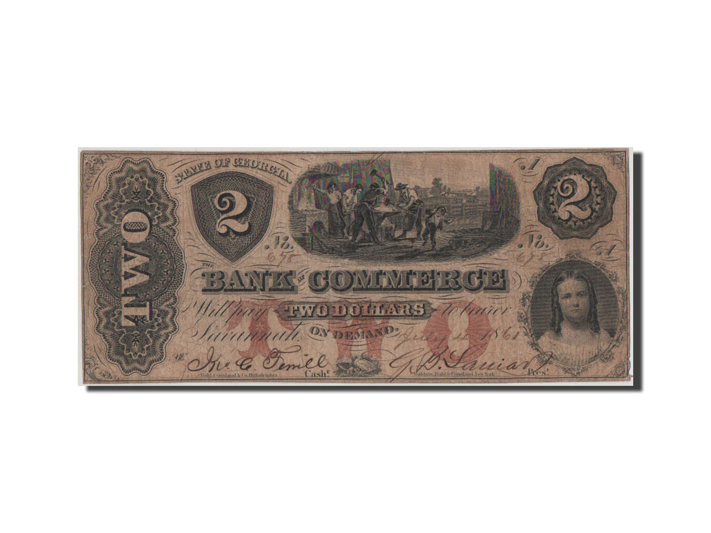 Biljet, Verenigde Staten, 2 Dollars, 1861, TB+