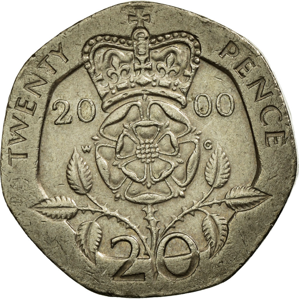 Moneda, Gran Bretaña, Elizabeth II, 20 Pence, 2000, MBC, Cobre - níquel