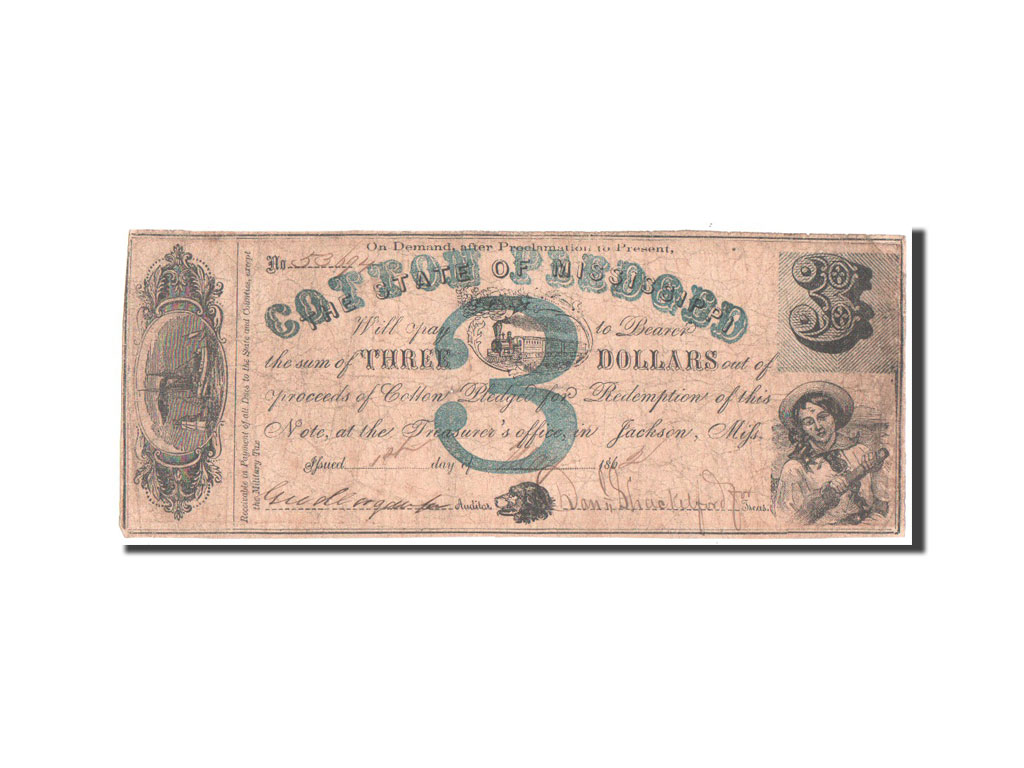 Biljet, Verenigde Staten, 3 Dollars, 1862, TB