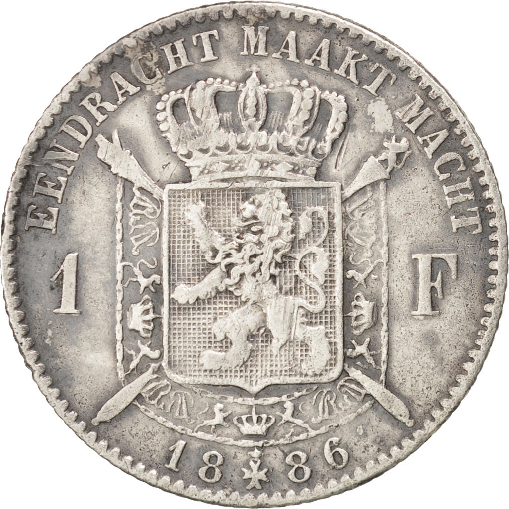 Coin, Belgium, Leopold II, Franc, 1886, , Silver, KM:29.1