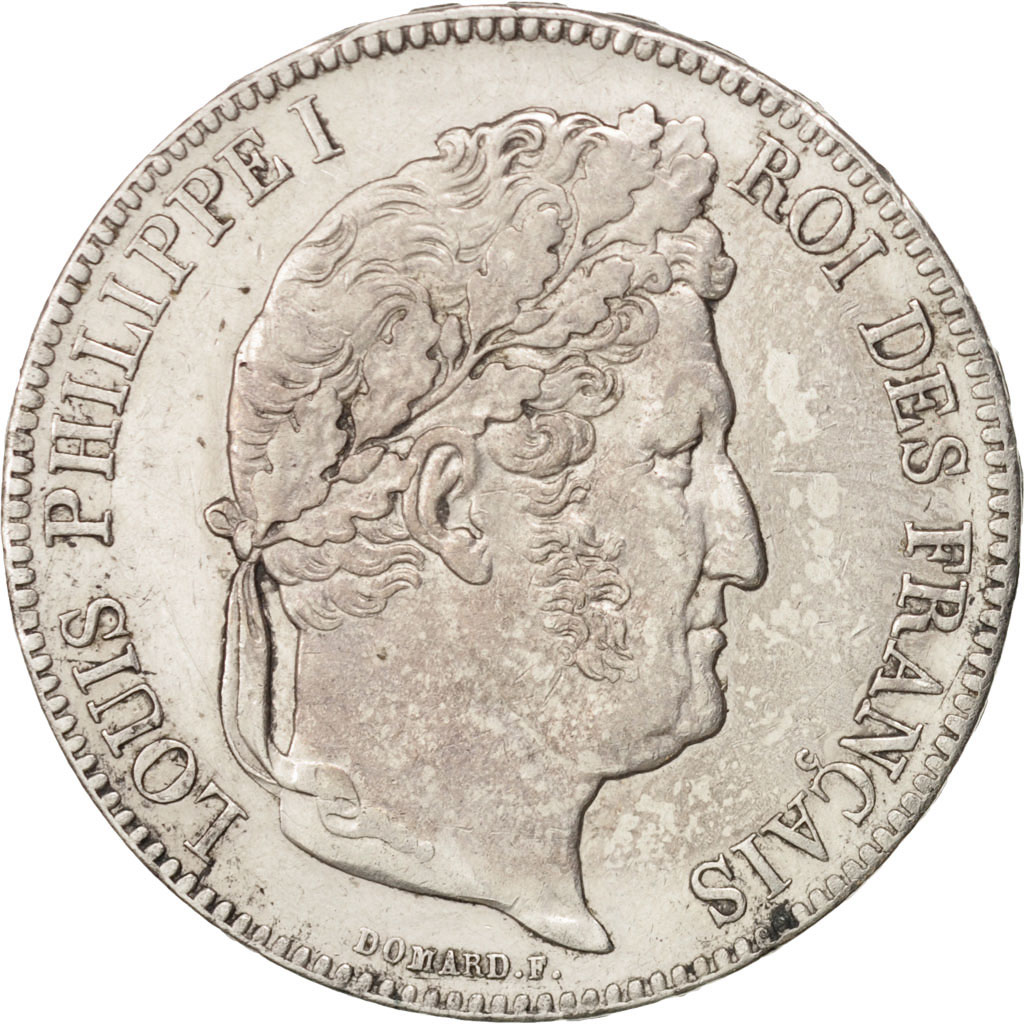 Coin, France, Louis-Philippe, 5 Francs, 1839, Strasbourg, AU, Silver
