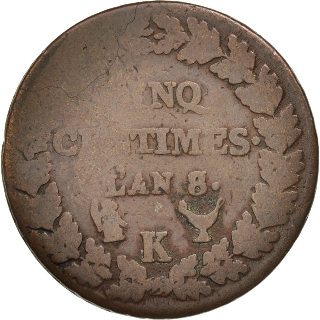 Coin, France, Dupré, 5 Centimes, 1799, Bordeaux, , Bronze, KM:640.8