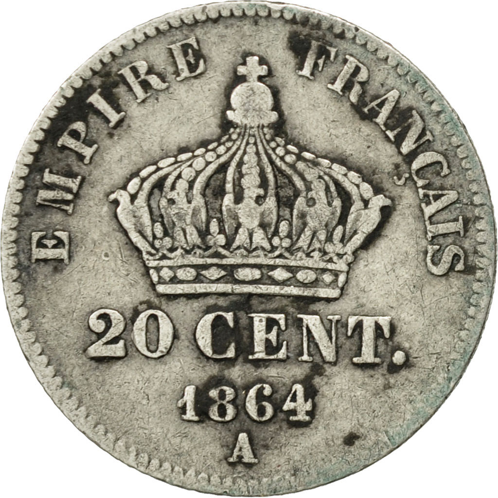 Coin, France, Napoleon III, Napoléon III, 20 Centimes, 1864, Paris, 