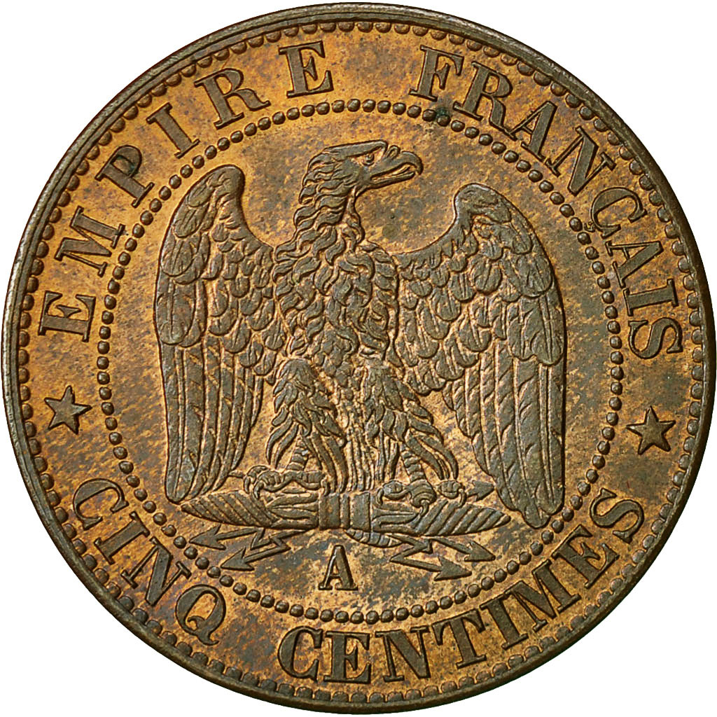 Coin, France, Napoleon III, Napoléon III, 5 Centimes, 1865, Paris, AU