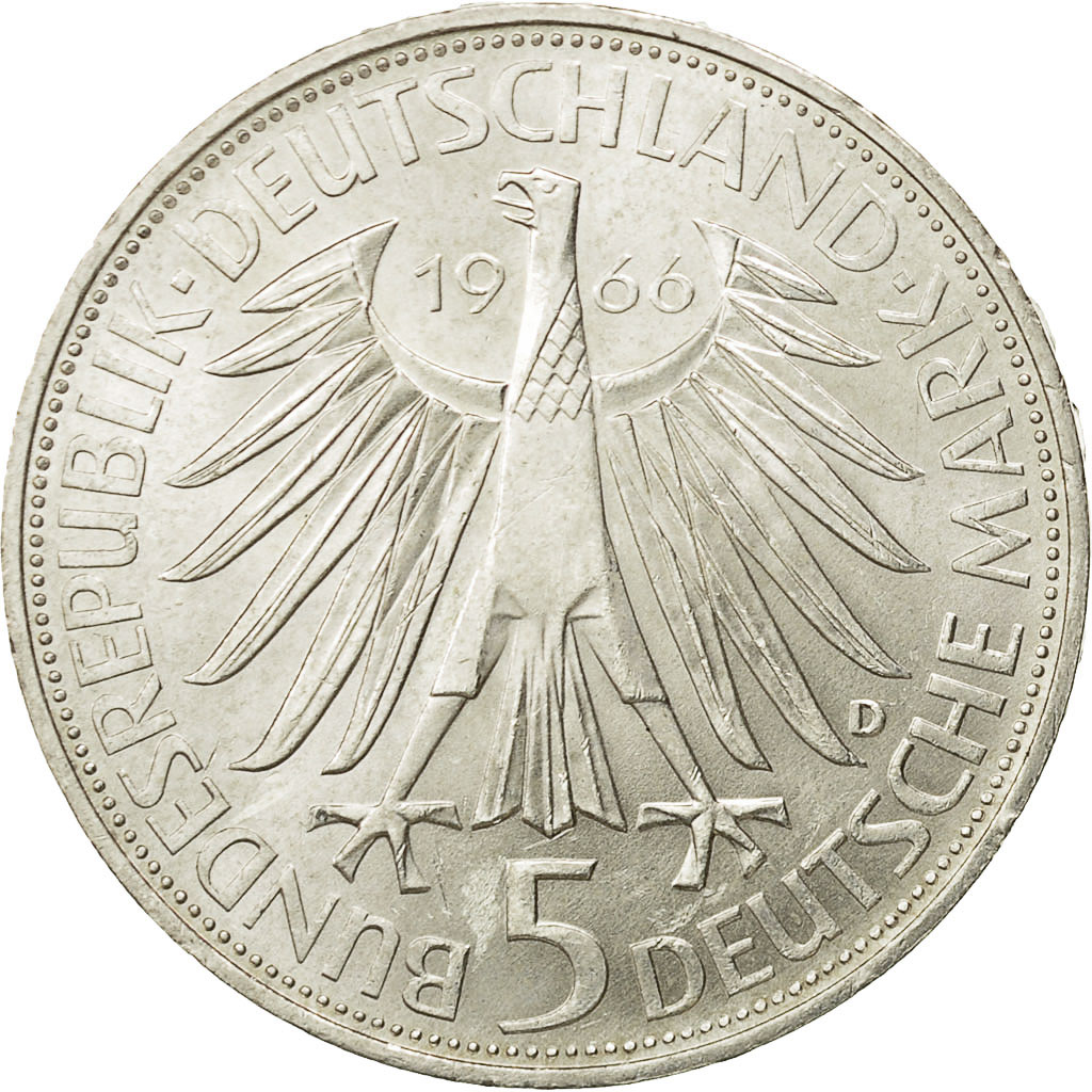 Coin, GERMANY - FEDERAL REPUBLIC, 5 Mark, 1966, Munich, Germany, , Silver