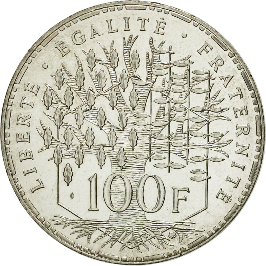 Munten, Frankrijk, Panthéon, 100 Francs, 1991, Paris, FDC, Zilver, KM:951.1