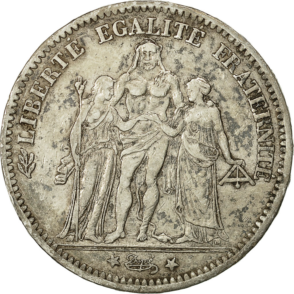 Coin, France, Hercule, 5 Francs, 1876, Bordeaux, , Silver, KM:820.2