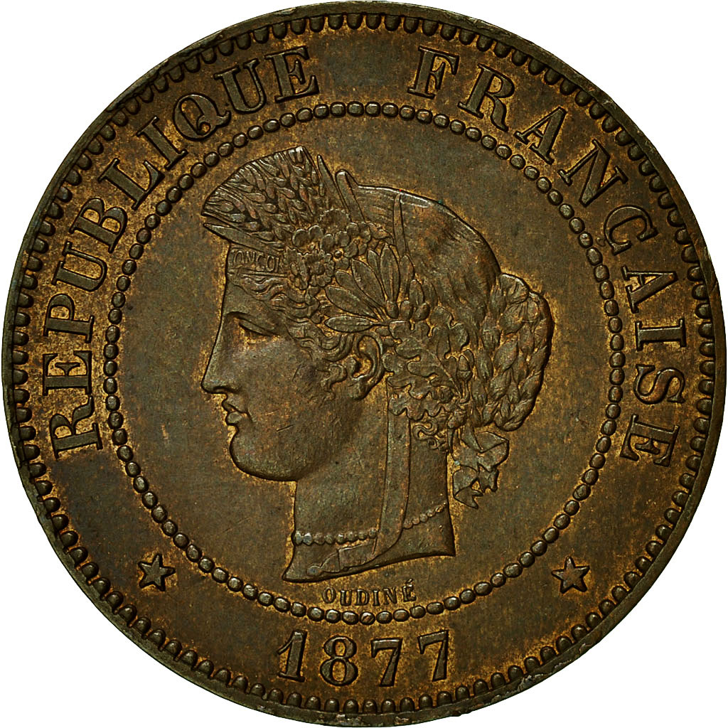 Coin, France, Cérès, 5 Centimes, 1877, Paris, , Bronze, KM:821.1