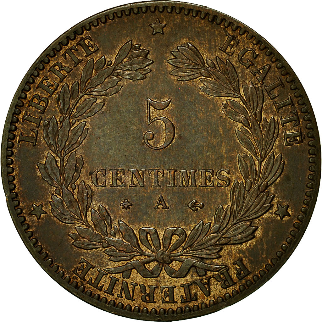 Coin, France, Cérès, 5 Centimes, 1877, Paris, , Bronze, KM:821.1