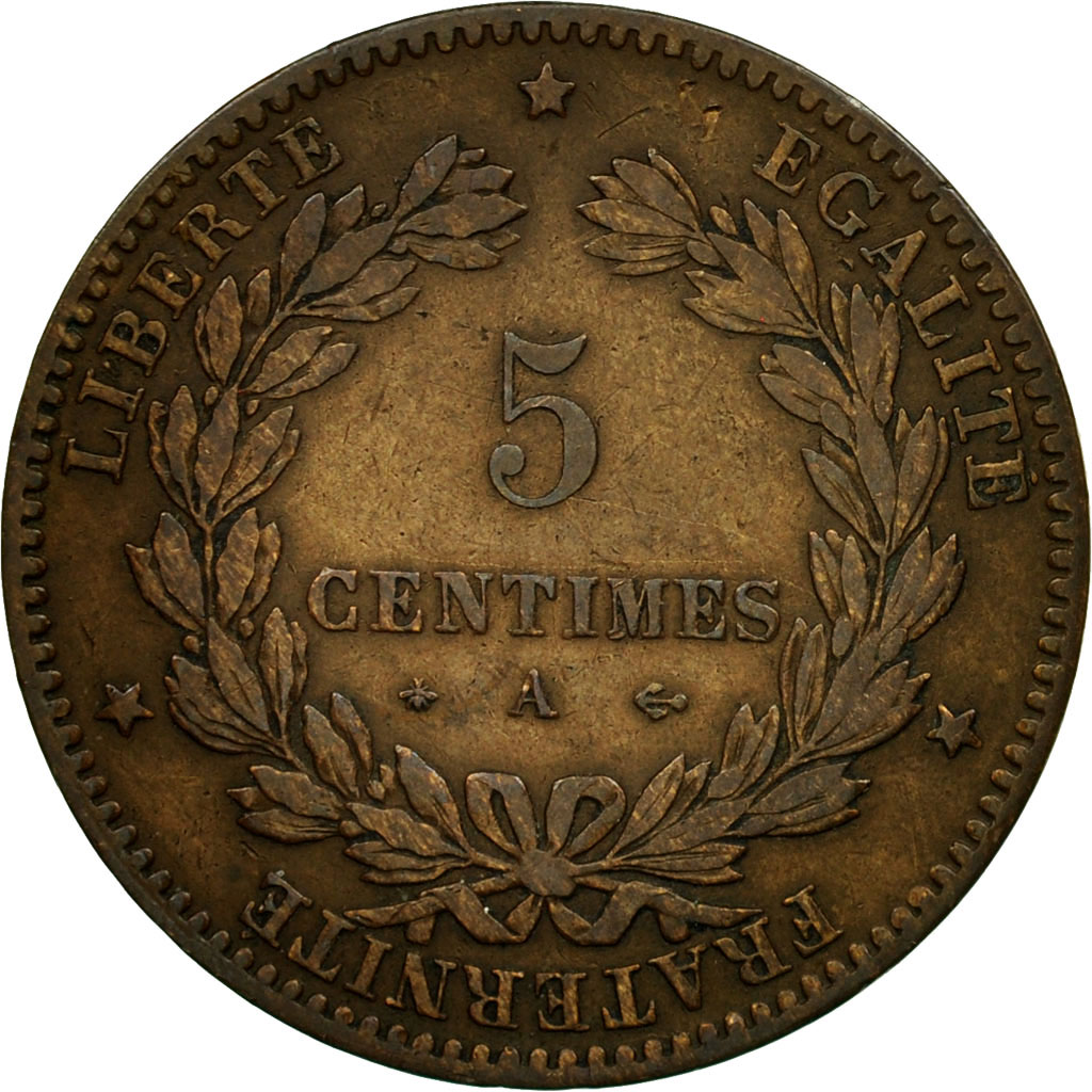 Coin, France, Cérès, 5 Centimes, 1878, Paris, , Bronze, KM:821.1