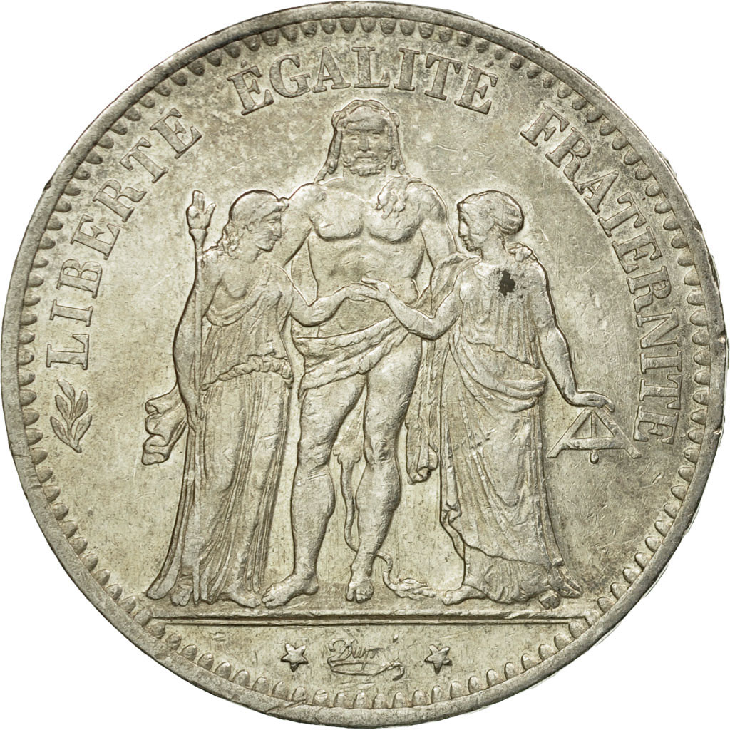 Coin, France, Hercule, 5 Francs, 1876, Bordeaux, , Silver, KM:820.2