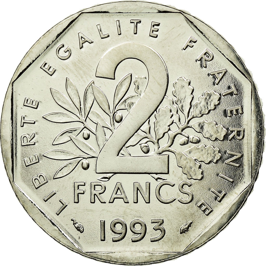 Munten, Frankrijk, Jean Moulin, 2 Francs, 1993, ESSAI, FDC, Nickel, KM:1062