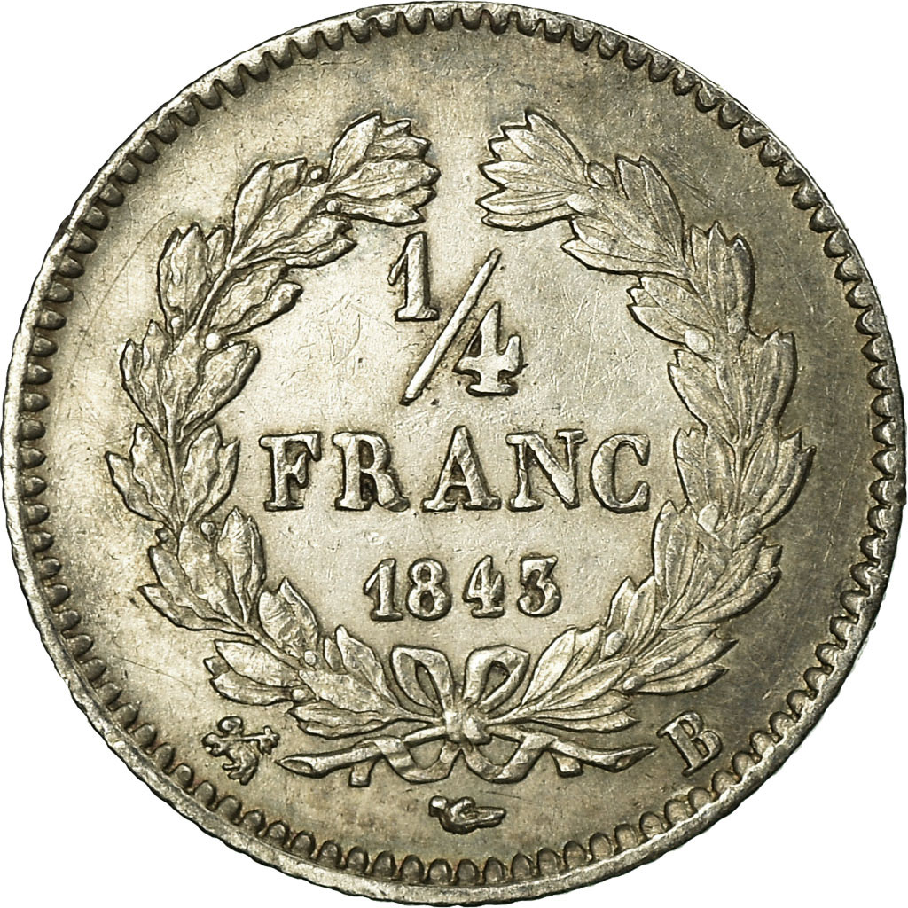 Coin, France, Louis-Philippe, 1/4 Franc, 1843, Rouen, , Silver,KM 740.2