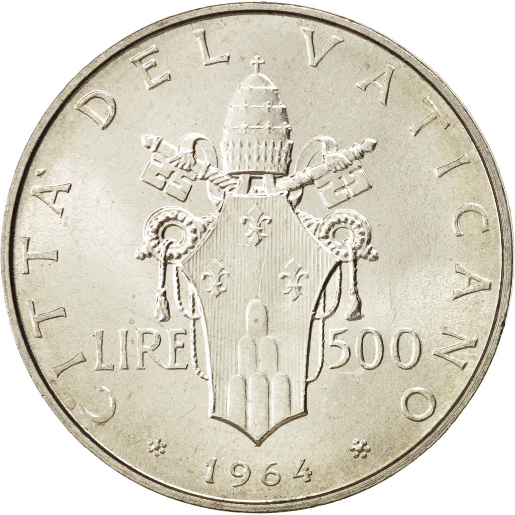 Coin, VATICAN CITY, Paul VI, 500 Lire, 1964, , Silver, KM:83.2