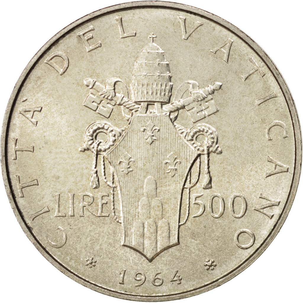 Coin, VATICAN CITY, Paul VI, 500 Lire, 1964, , Silver, KM:83.2