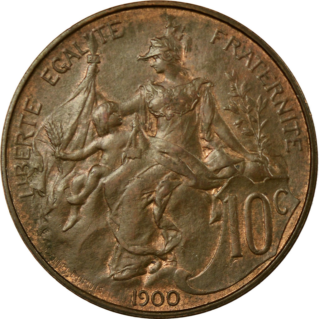 Coin, France, Dupuis, 10 Centimes, 1900, Paris, MS(60-62), Bronze, KM:843