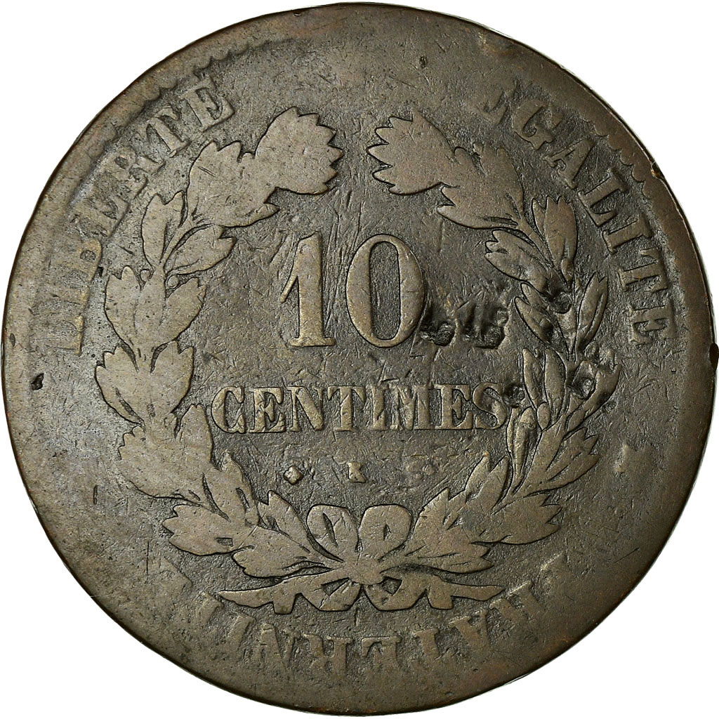 Coin, France, Cérès, 10 Centimes, 1871, Bordeaux, , Bronze, KM:815.2