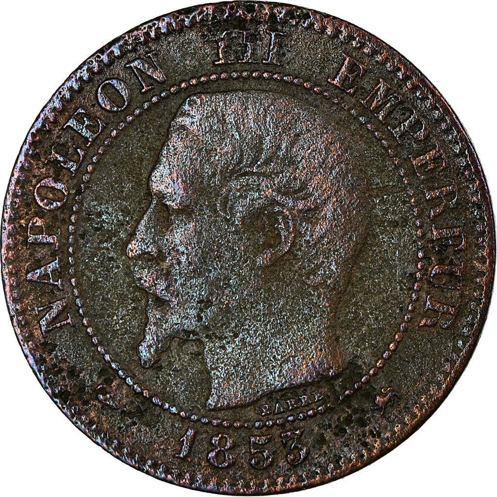Munten, Frankrijk, Napoleon III, 2 Centimes, 1853, Lyon, ZG+