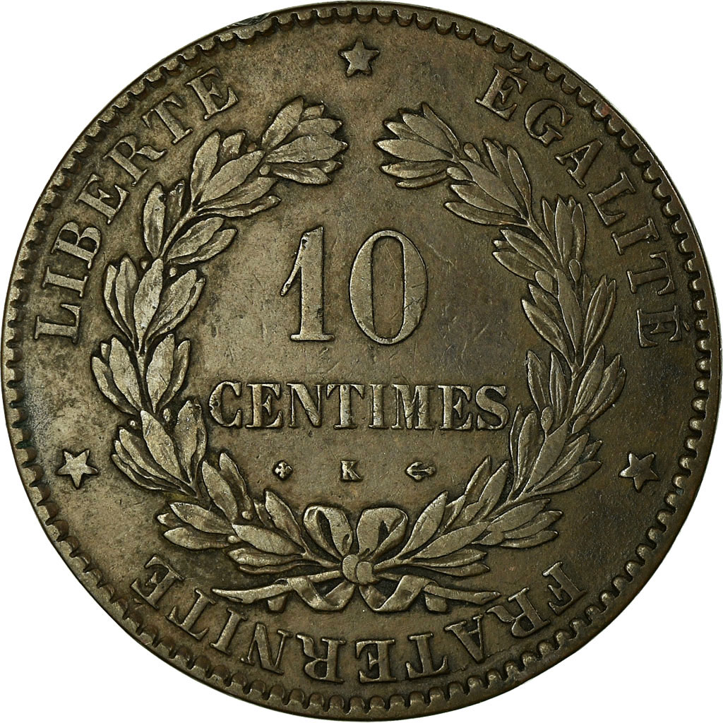 Coin, France, Cérès, 10 Centimes, 1875, Bordeaux, , Bronze, KM:815.2