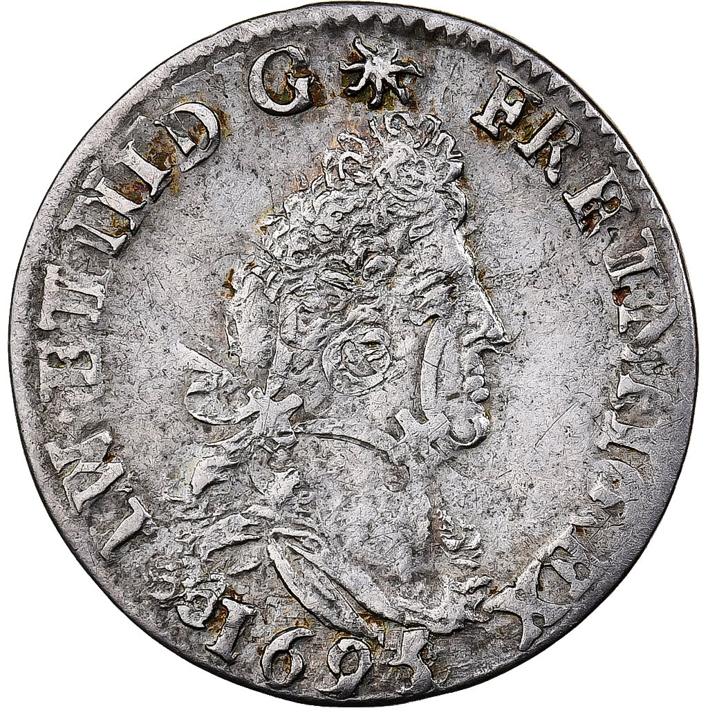France, Louis XIV, 4 Sols aux 2 L, 1693, Rouen, reformed, Silver, 