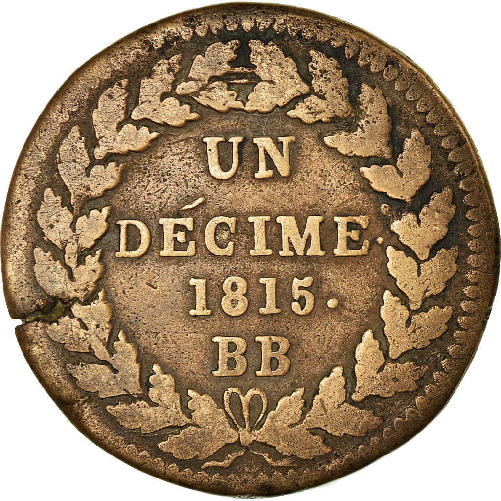 Coin, France, Louis XVIII, Decime, 1815, Strasbourg, , Bronze, KM:701