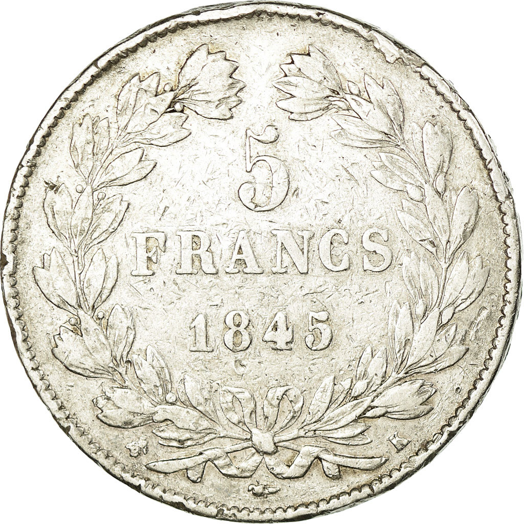Coin, France, Louis-Philippe, 5 Francs, 1845, Bordeaux,,Silver,KM 749.7