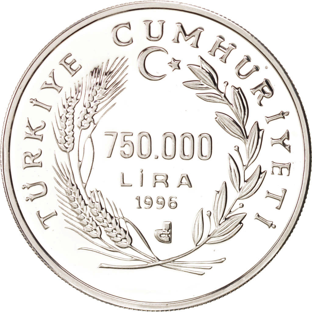 Coin, Turkey, 750000 Lira, 1996, , Silver, KM:1063