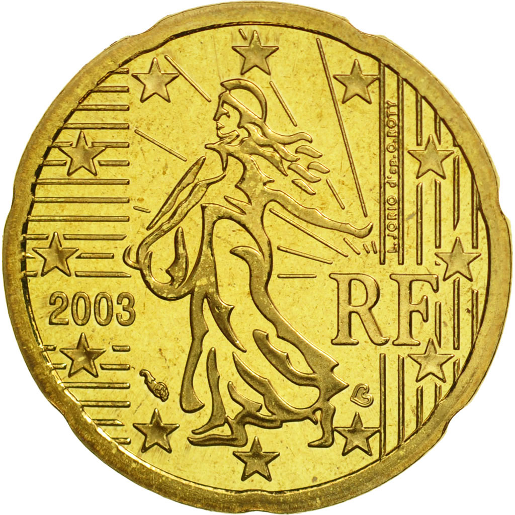 Münze, Frankreich, 20 Euro Cent, 2003, STGL, Messing, KM:1286