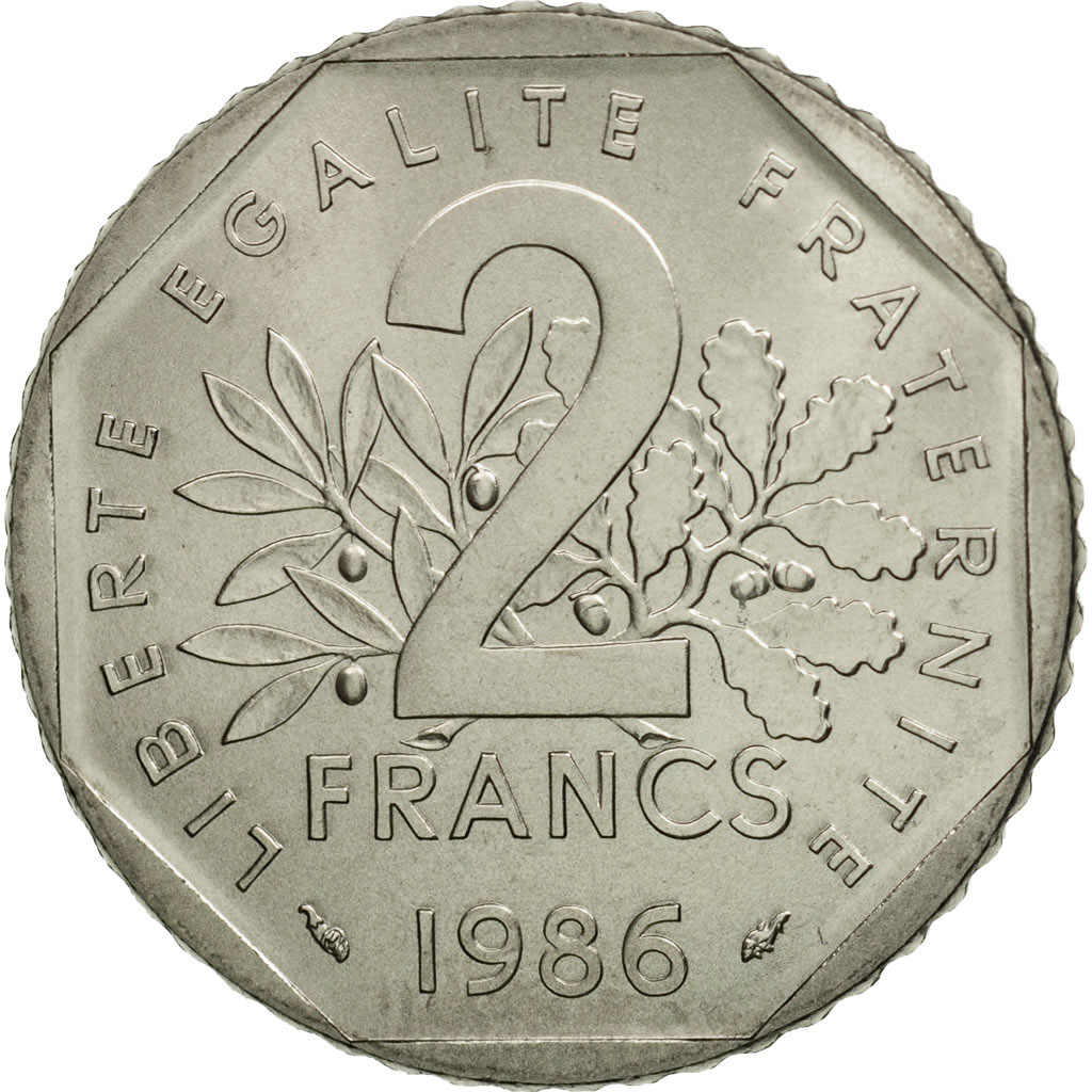 Munten, Frankrijk, Semeuse, 2 Francs, 1986, Paris, FDC, Nickel, KM:942.1