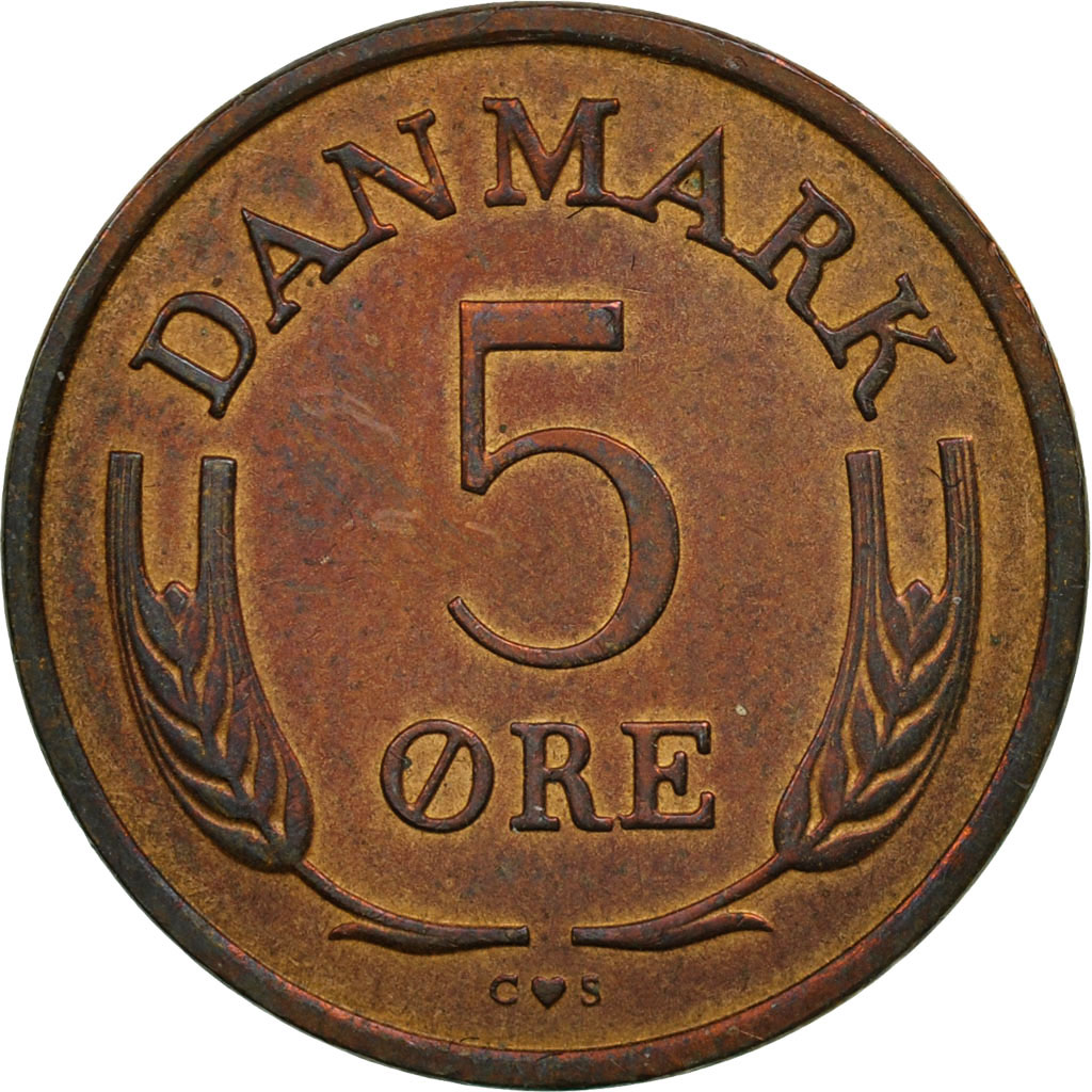 Moneda, Dinamarca, Frederik IX, 5 Öre, 1967, Copenhagen, EBC, Bronce, KM:848.1