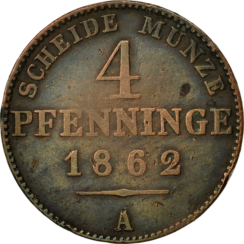 Coin, German States, PRUSSIA, Wilhelm I, 4 Pfennig, 1862, Berlin, 