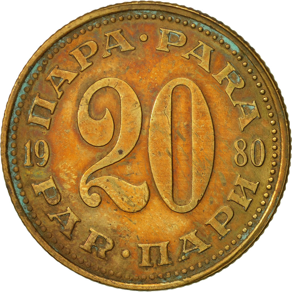 [#467558] Coin, Yugoslavia, 20 Para, 1980, EF(40-45), Brass, KM:45