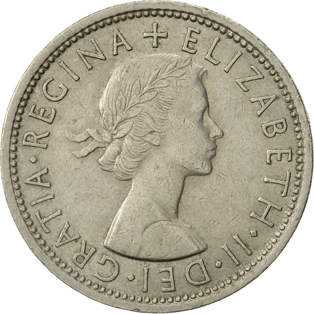 Moneda, Gran Bretaña, Elizabeth II, Florin, Two Shillings, 1966, MBC, Cobre -