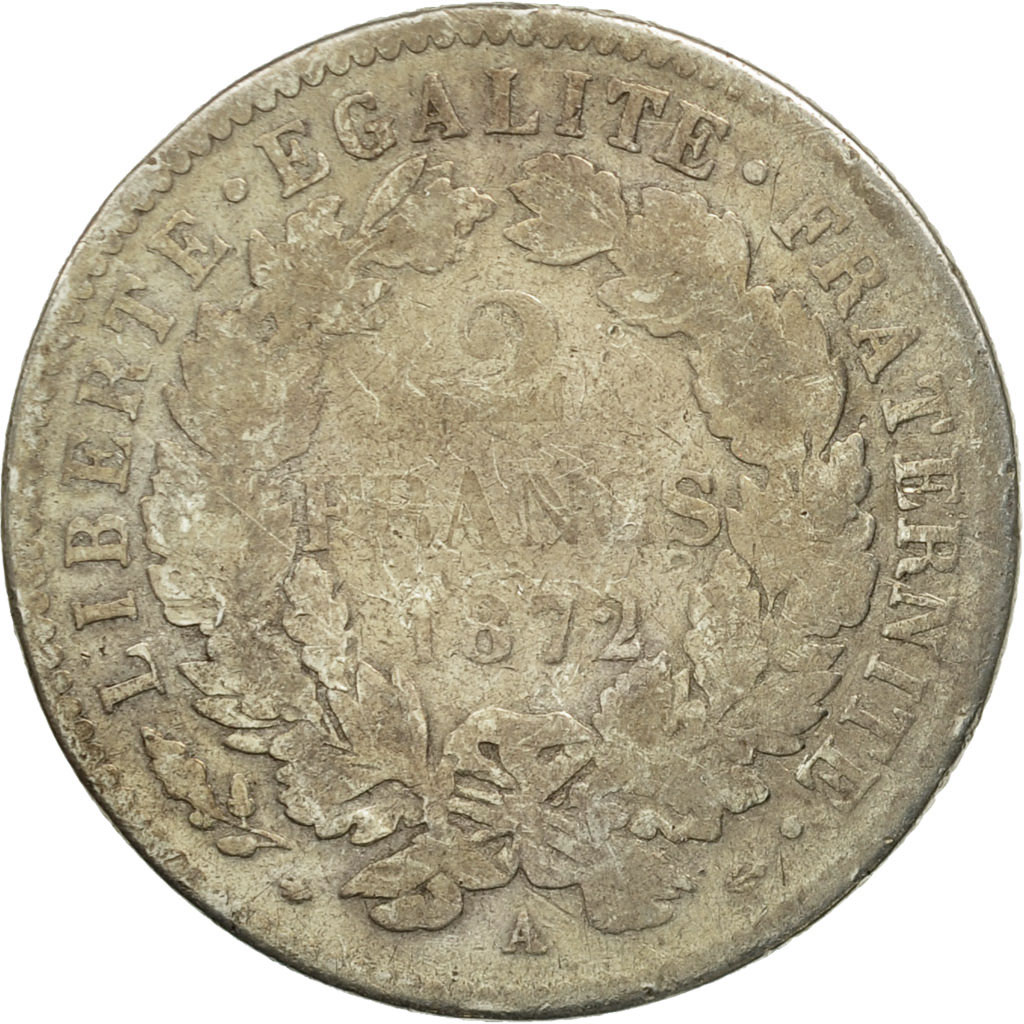 Coin, France, Cérès, 2 Francs, 1872, Paris, , Silver, KM:817.1
