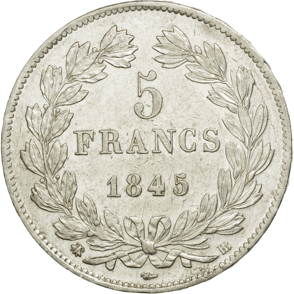 Coin, France, Louis-Philippe, 5 Francs, 1845, Strasbourg, , Silver