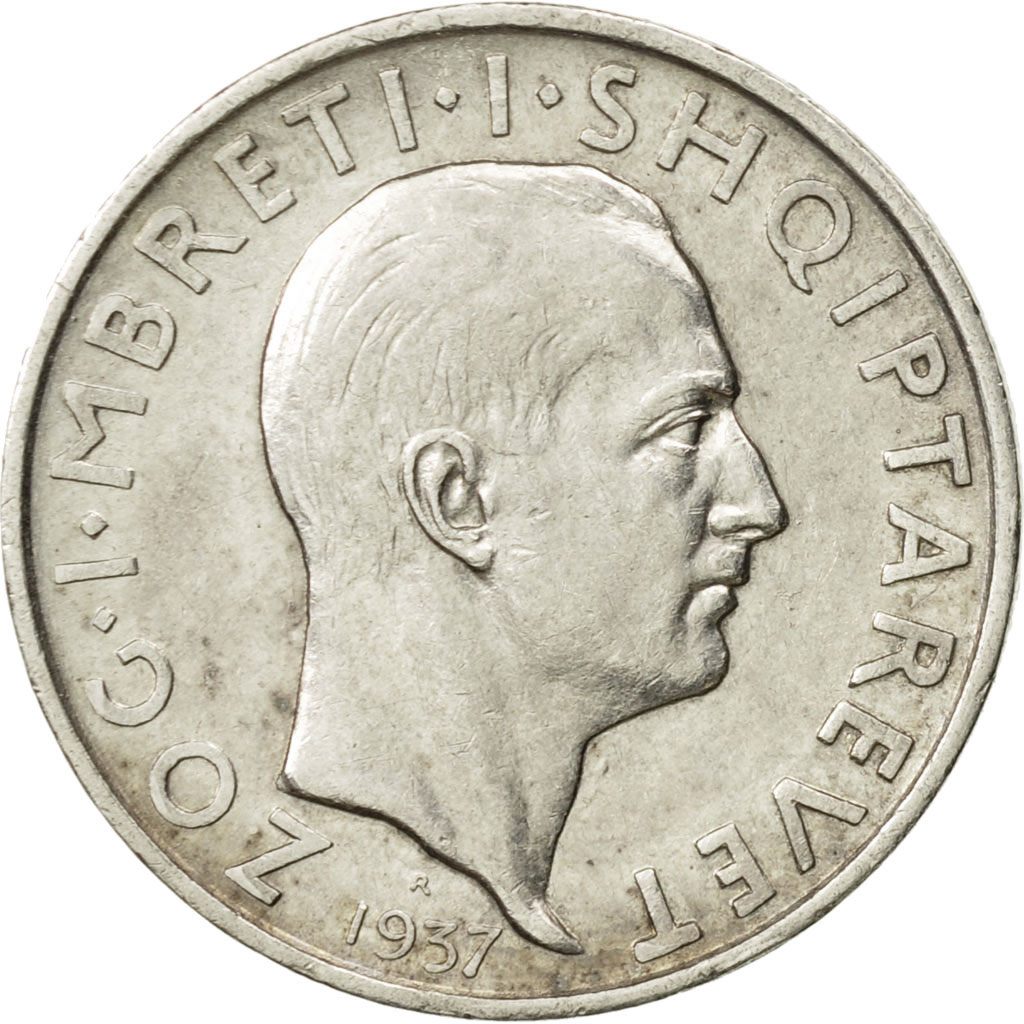 Coin, Albania, Zog I, Frang Ar, 1937, Rome, , Silver, KM:16