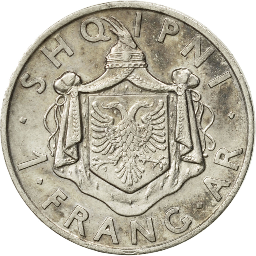 Coin, Albania, Zog I, Frang Ar, 1937, Rome, , Silver, KM:16