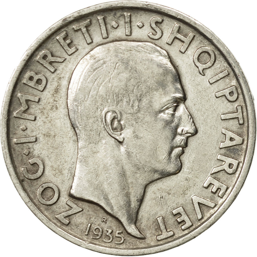 Coin, Albania, Zog I, Frang Ar, 1935, Rome, , Silver, KM:16