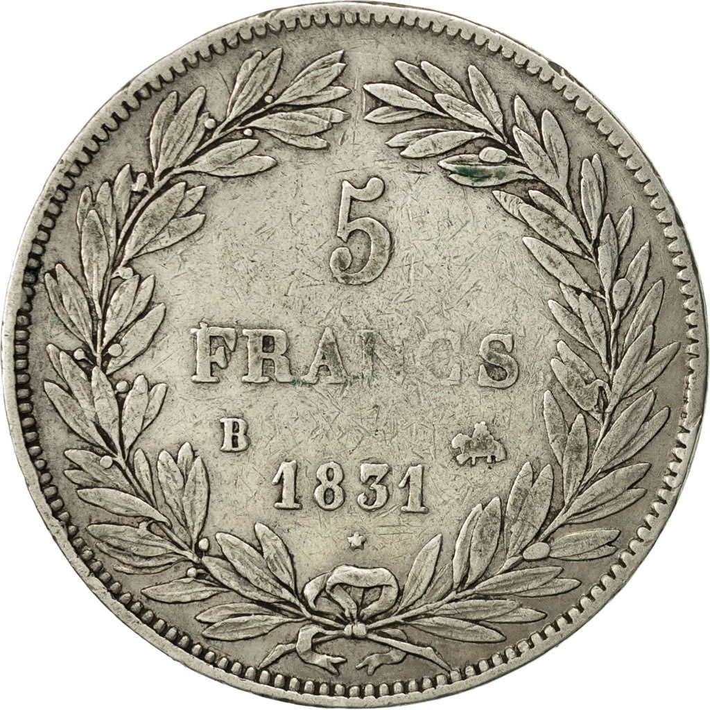 Coin, France, Louis-Philippe, 5 Francs, 1831, Rouen, , Silver