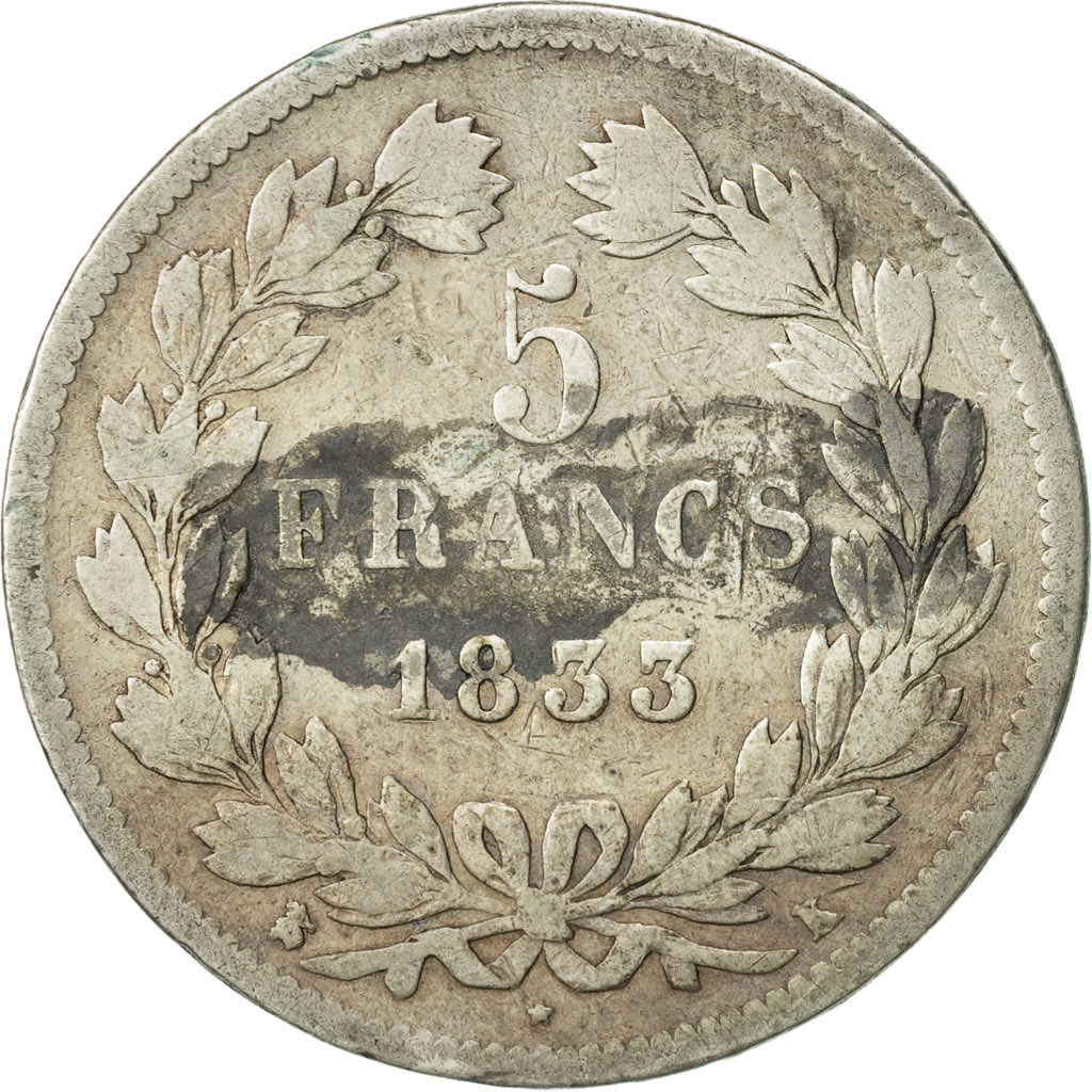 Coin, France, Louis-Philippe, 5 Francs, 1833, Bordeaux, , Silver