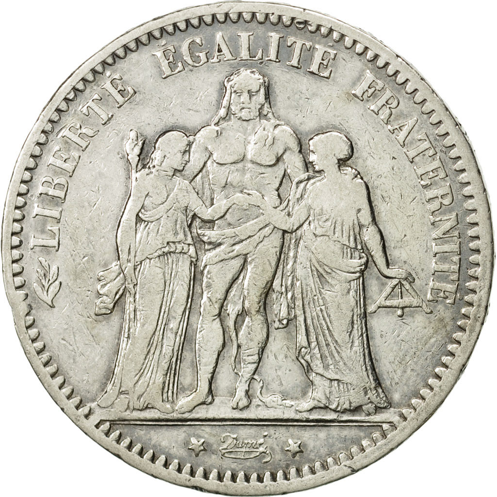 Coin, France, Hercule, 5 Francs, 1877, Bordeaux, , Silver, KM:820.2