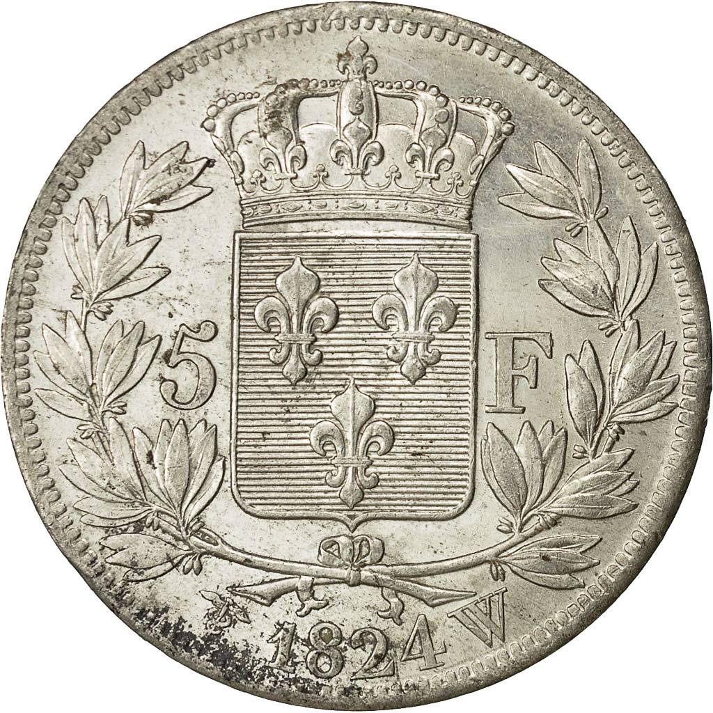 Coin, France, Louis XVIII, Louis XVIII, 5 Francs, 1824, Lille, 