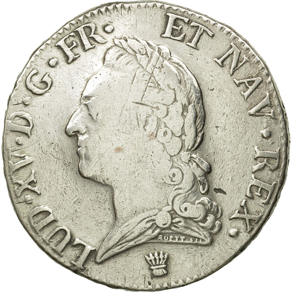 Coin, France, Louis XV, Écu à la vieille tête, 1772, Limoges, VF,KM 551.7