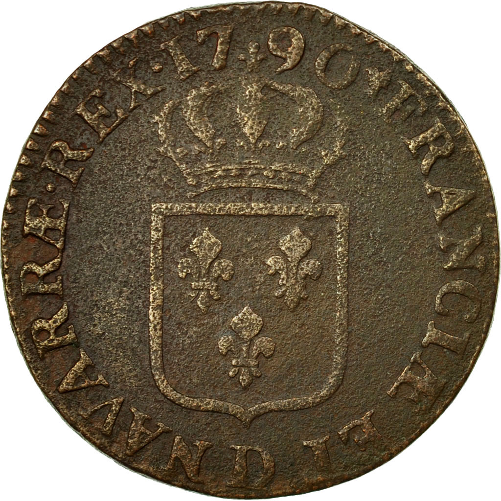 Coin, France, Louis XVI, Sol ou sou, 1790, Lyons, , KM 578.5