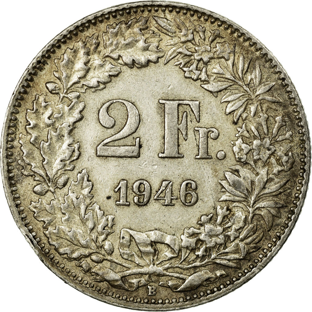 Coin, Switzerland, 2 Francs, 1946, Bern, , Silver, KM:21