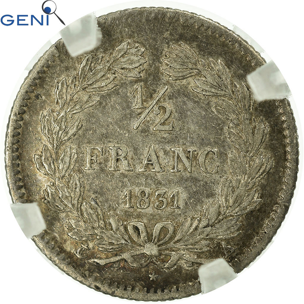 Coin, France, Louis-Philippe, 1/2 Franc, 1831, Paris, GENI, XF45, 
