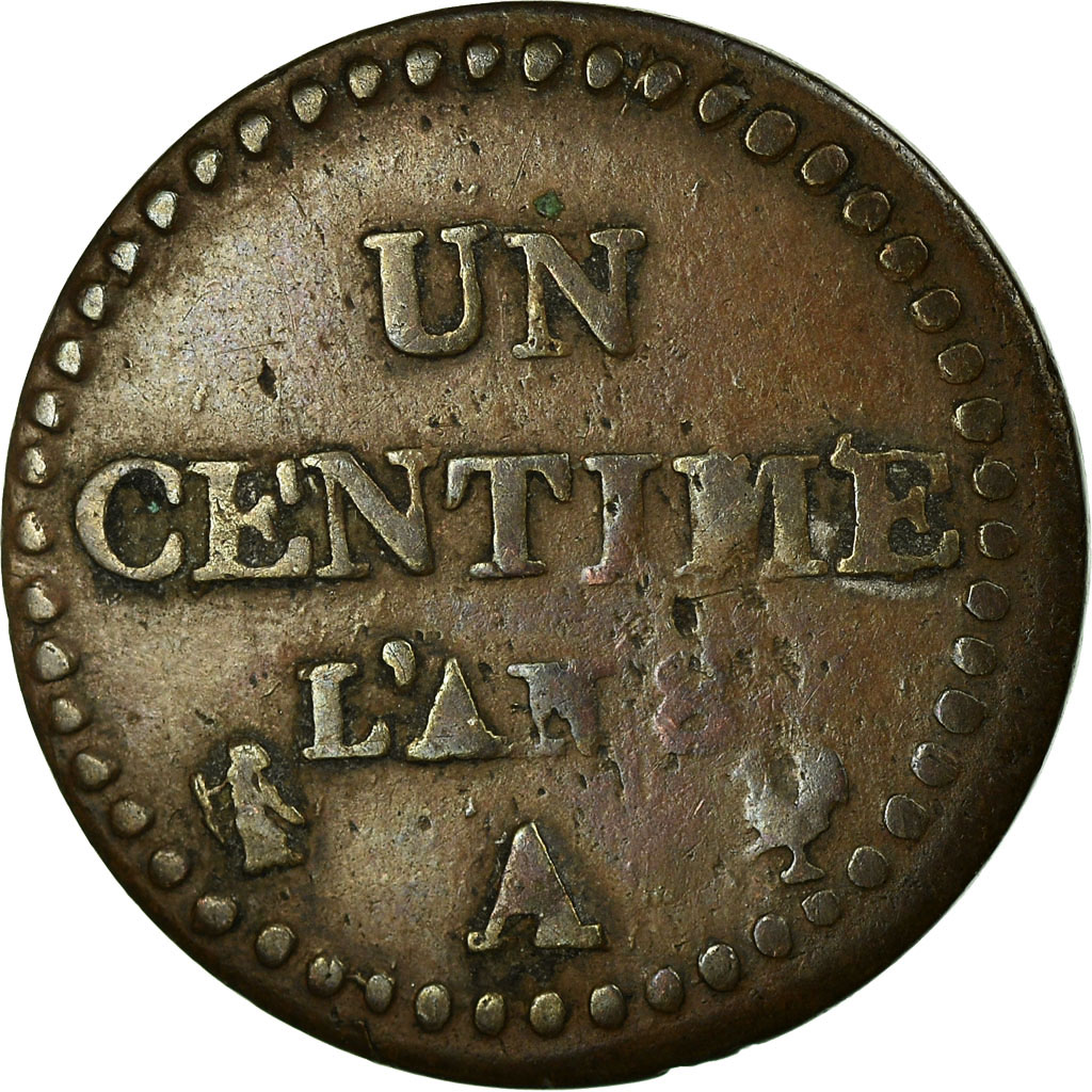 Coin, France, Dupré, Centime, AN 8, Paris, , Bronze, KM:646
